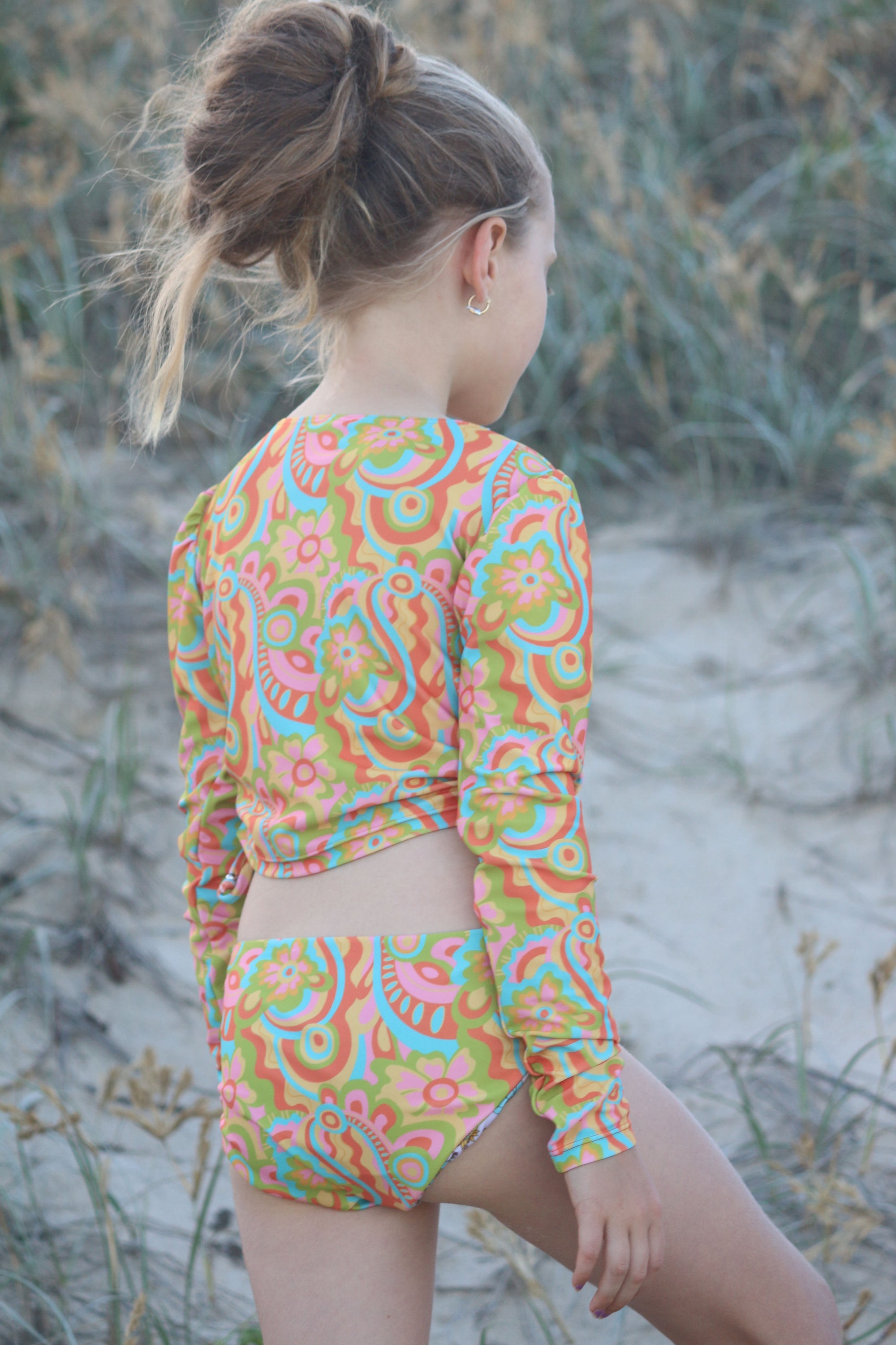 Girls Long Sleeve Swim Set - Retro Print - Lilly - Lifestyle 2