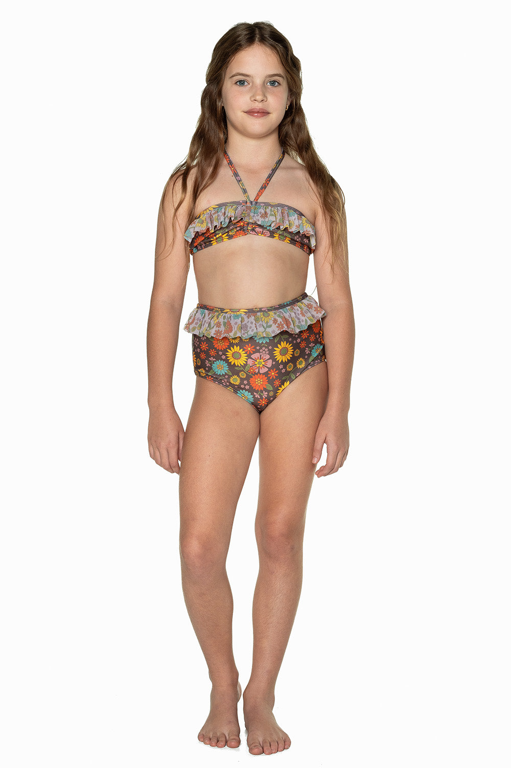 Girls high waisted swimsuit on sale